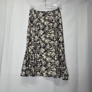 Y2K Mandee Black White Geometric‎ Print Midi Skirt Womens Size M retro